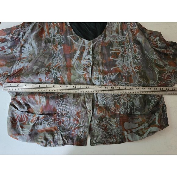 EX Primitive Simple People Batik Hand-Made Button-Front Rayon Jacket L Lagenlook - Picture 5 of 6